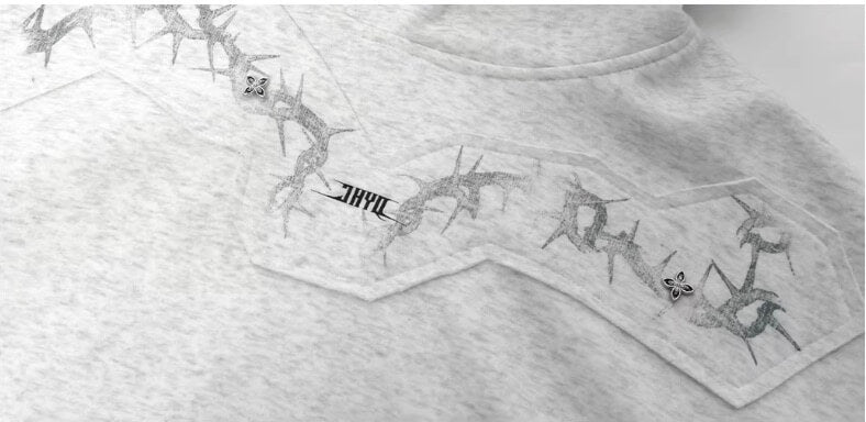 JHYQ Thorn Print 3D Patch Hoodie