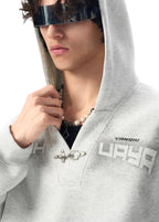 JHYQ Metal Buckle V Neck Cropped Hoodie