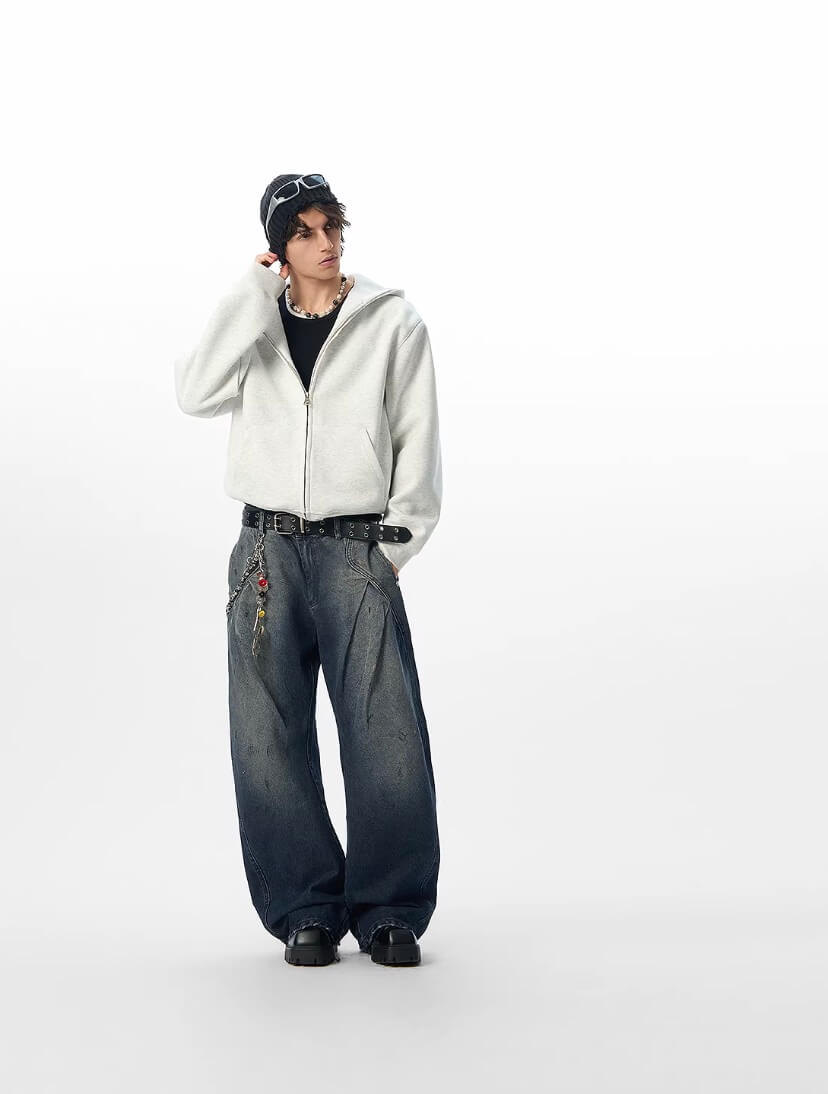 JHYQ Heavyweight Essential Cropped Zip Up Hoodie