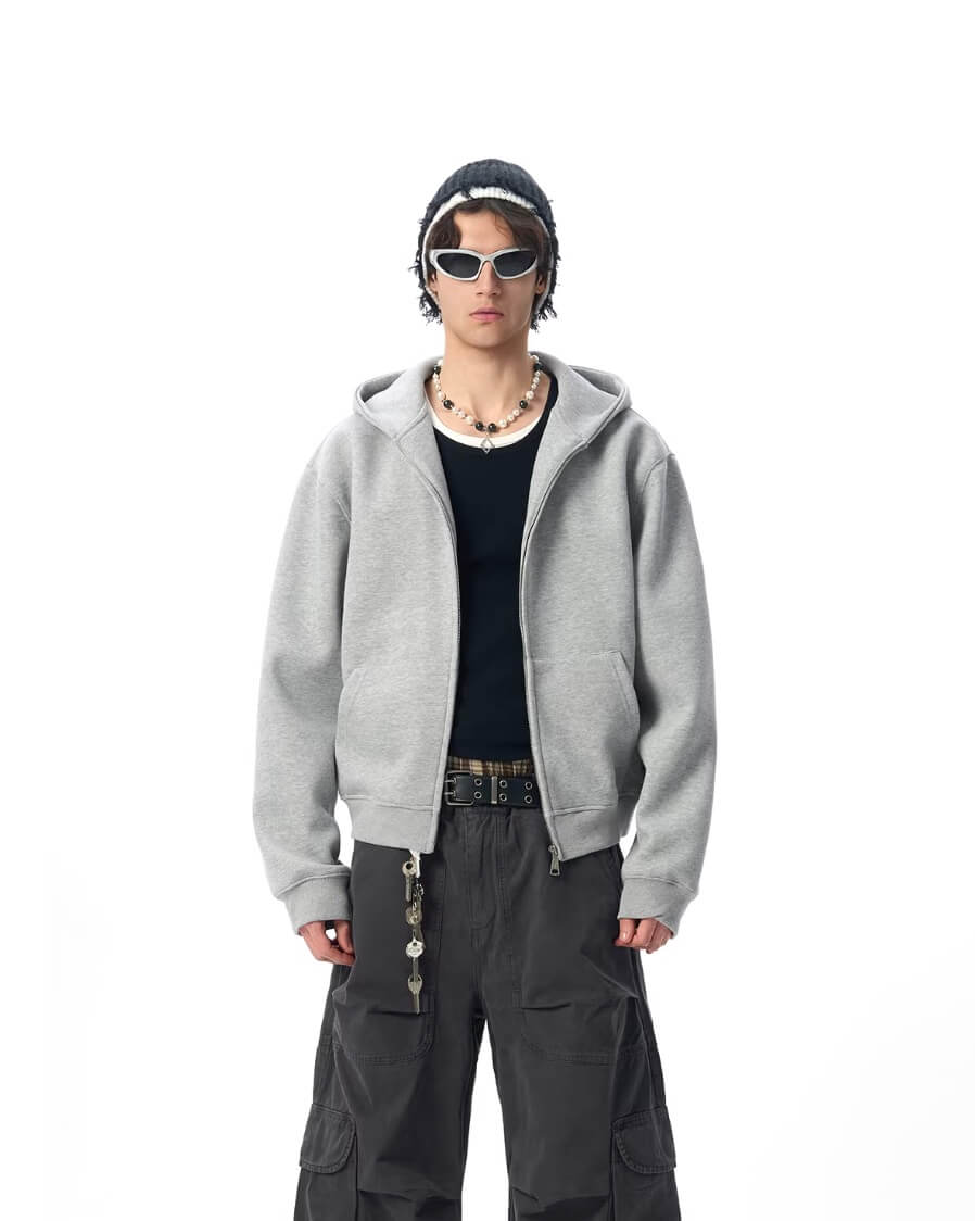 JHYQ Heavyweight Essential Cropped Zip Up Hoodie