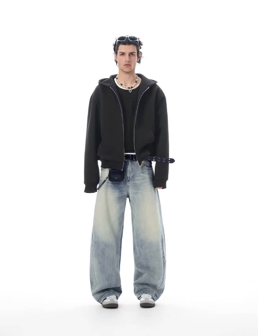 JHYQ Heavyweight Essential Cropped Zip Up Hoodie