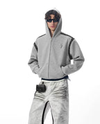 JHYQ Rivet Shoulder Cropped Zip Up Hoodie