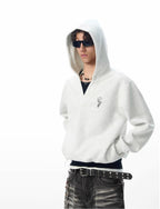 JHYQ Pegasus Logo V Neck Cropped Hoodie