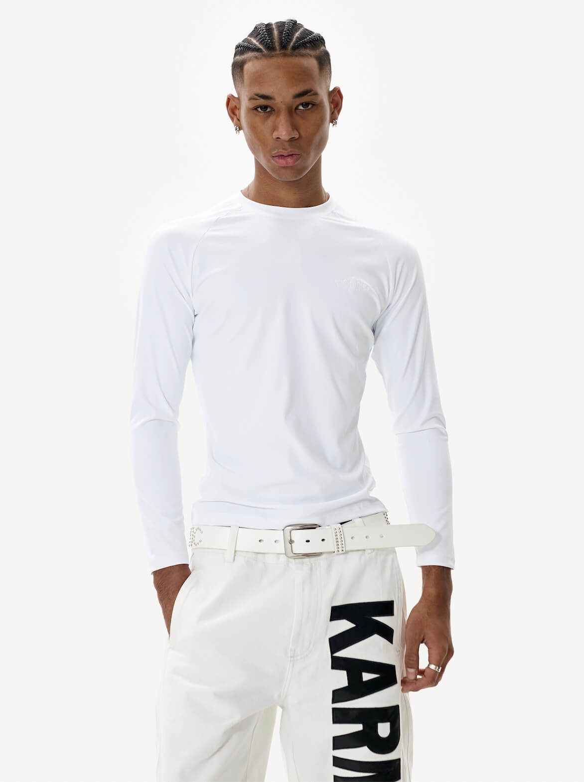 KARMANISTIC Quick Dry Stretch Fit Logo Embroidered Workout Long Sleeve Tee