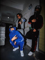 TGFCLUB Flame Pattern Masked Zip Up Hoodie