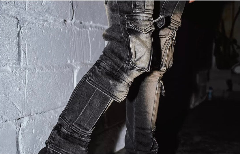 TGFCLUB Multi Pocket Washed Skinny Jeans