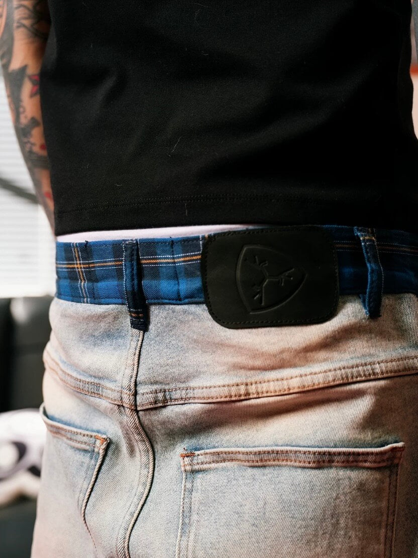 TGFCLUB Plaid Patchwork Waistband Skinny Jeans