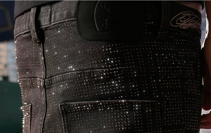 TGFCLUB All Over Rhinestone Skinny Jeans
