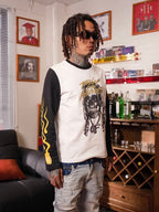 TGFCLUB Skull Print Color Block Slim Fit Long Sleeve Tee