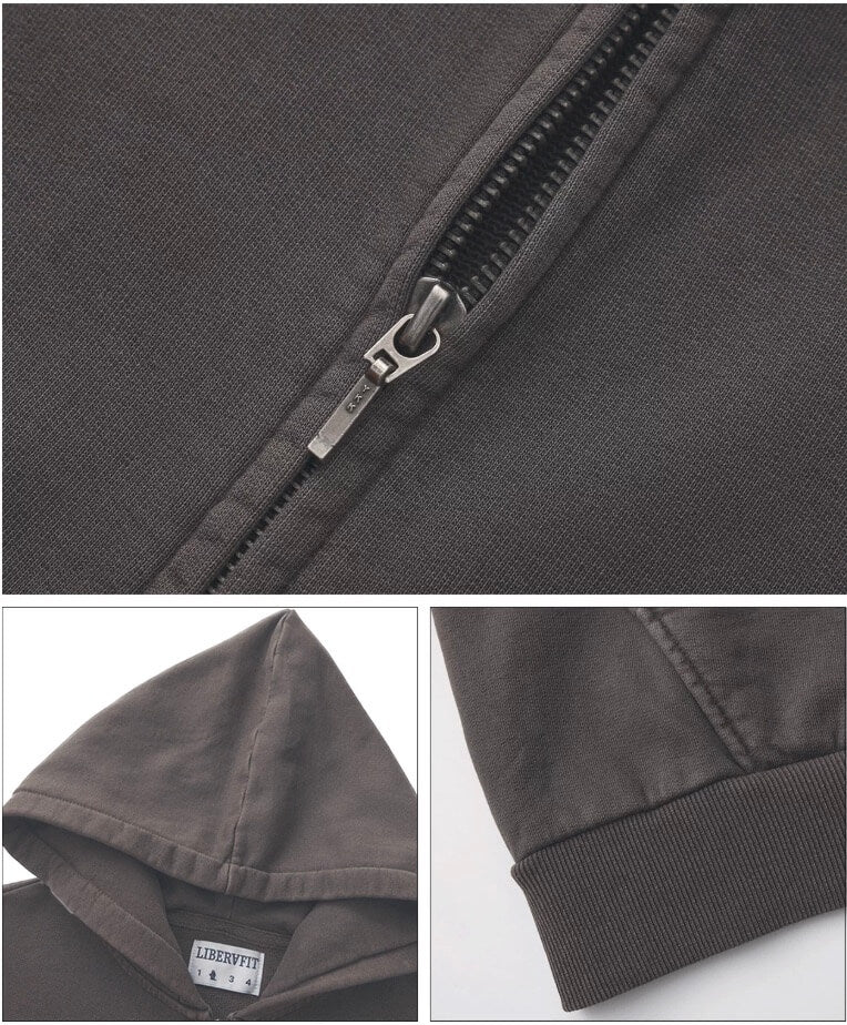 LIBERAFIT Vintage Dyed Zip Up Hoodie