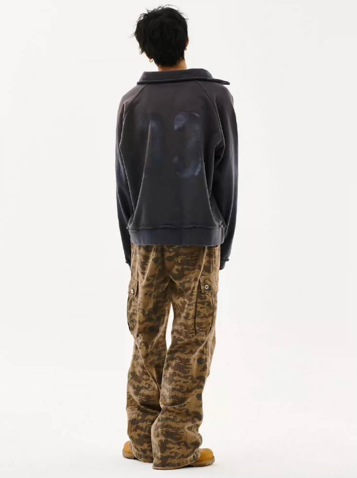 LIBERAFIT Sun Faded Washed Polo Sweatshirt