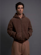 LIBERAFIT Wool Sherpa Hooded Zip Up Jacket