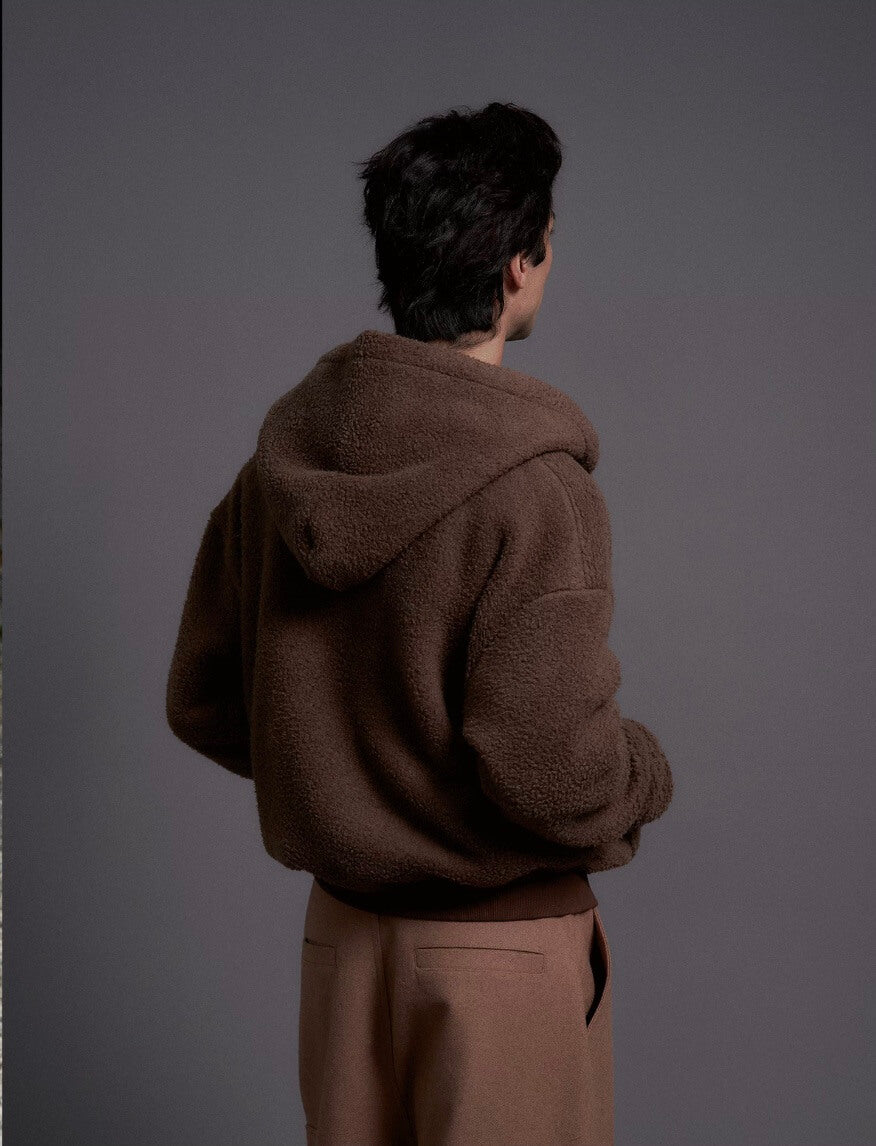 LIBERAFIT Wool Sherpa Hooded Zip Up Jacket