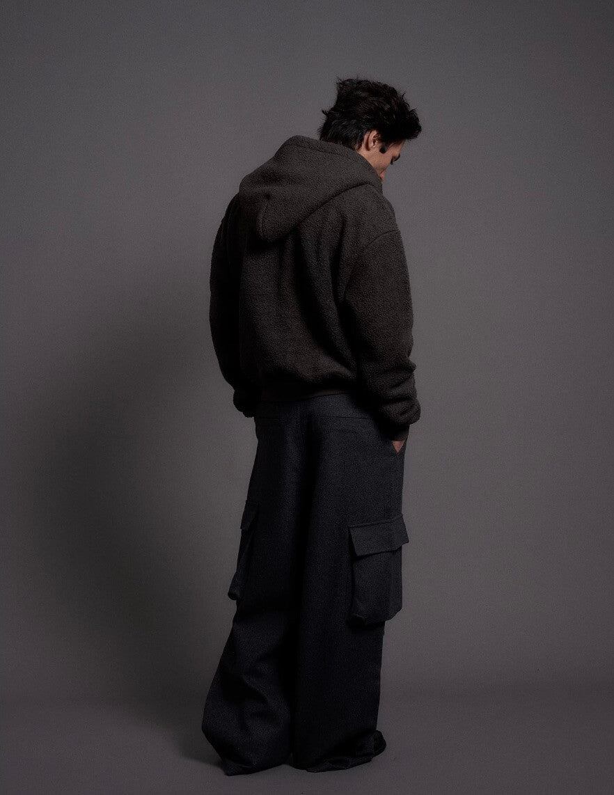 LIBERAFIT Wool Sherpa Hooded Zip Up Jacket