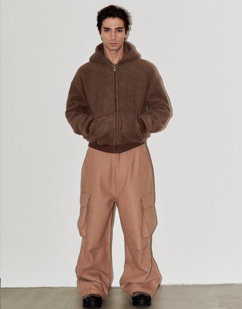 LIBERAFIT Wool Sherpa Hooded Zip Up Jacket