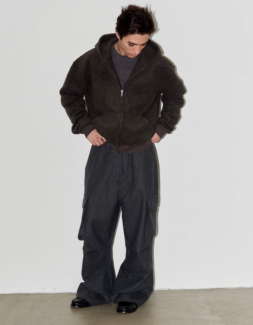 LIBERAFIT Wool Sherpa Hooded Zip Up Jacket