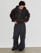 LIBERAFIT Wool Sherpa Hooded Zip Up Jacket