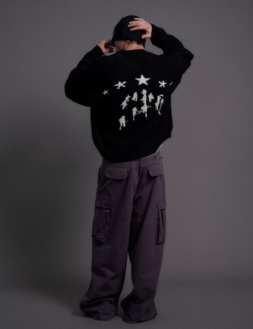 LIBERAFIT Star Jacquard Button Front Cowichan Cardigan