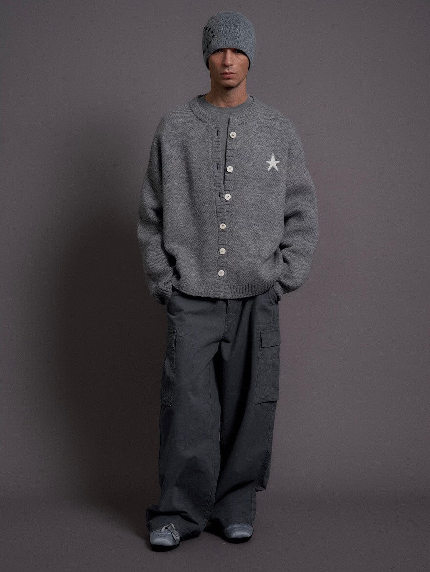 LIBERAFIT Star Jacquard Button Front Cowichan Cardigan