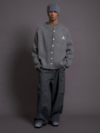 LIBERAFIT Star Jacquard Button Front Cowichan Cardigan