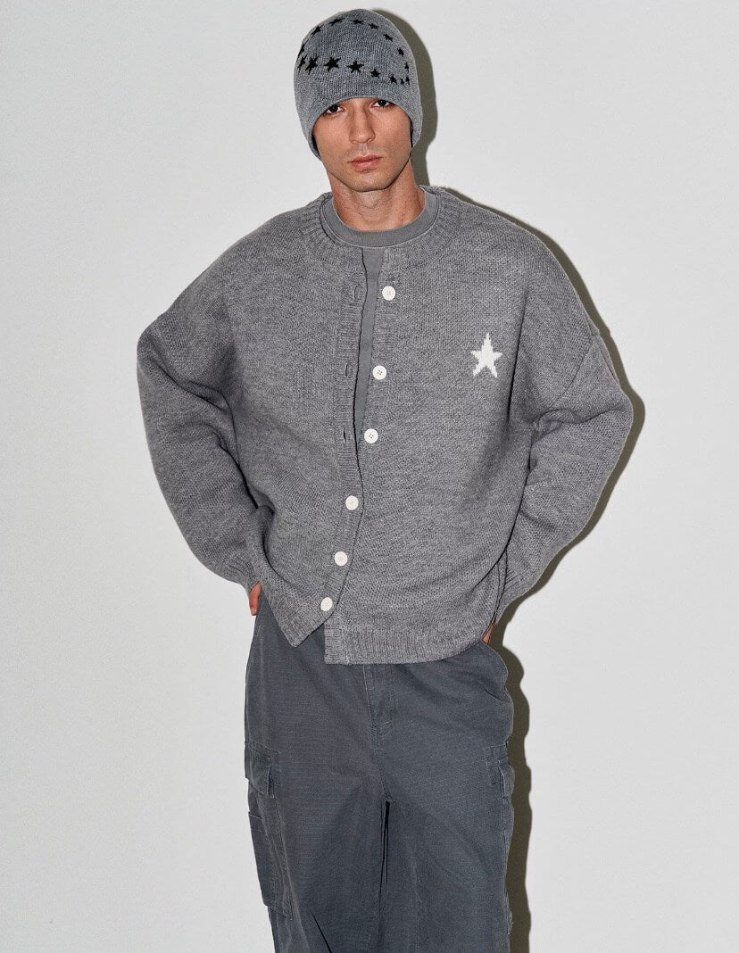 LIBERAFIT Star Jacquard Button Front Cowichan Cardigan