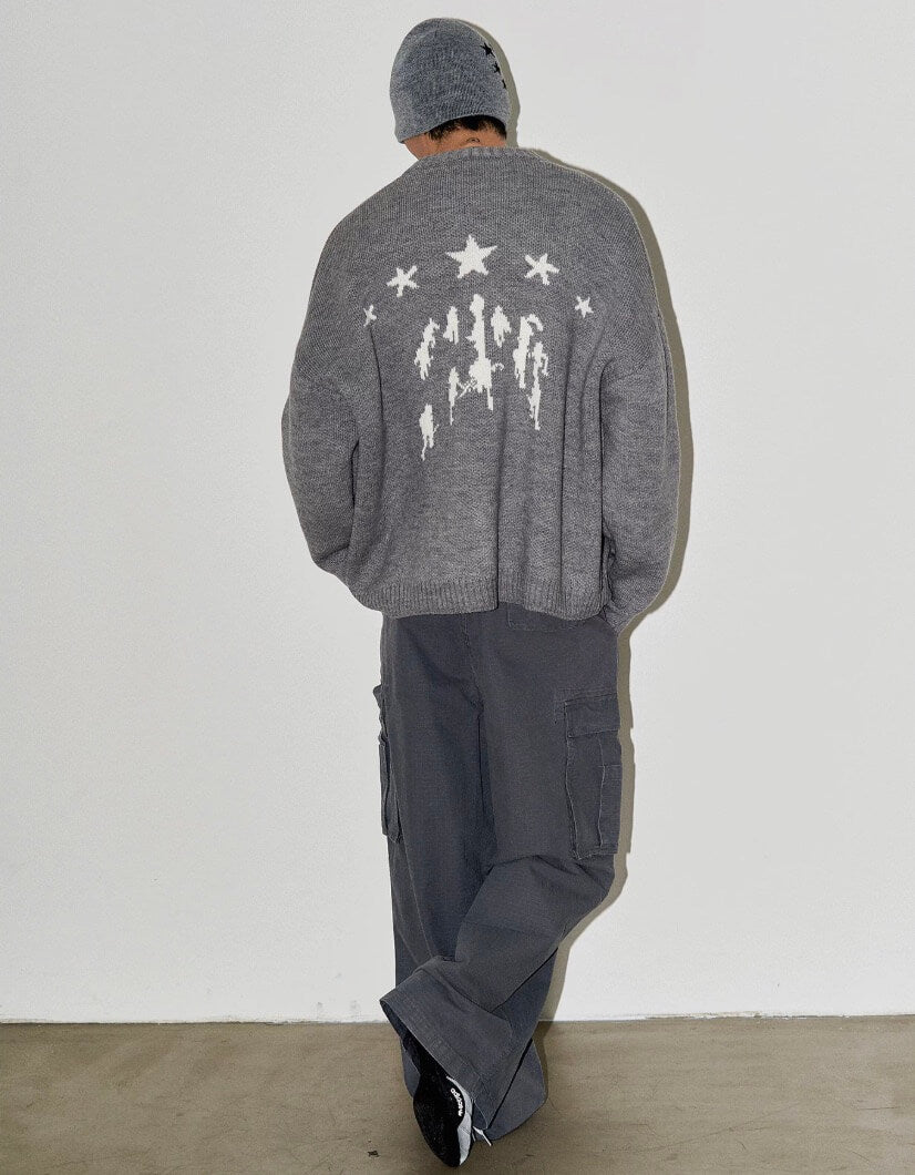 LIBERAFIT Star Jacquard Button Front Cowichan Cardigan