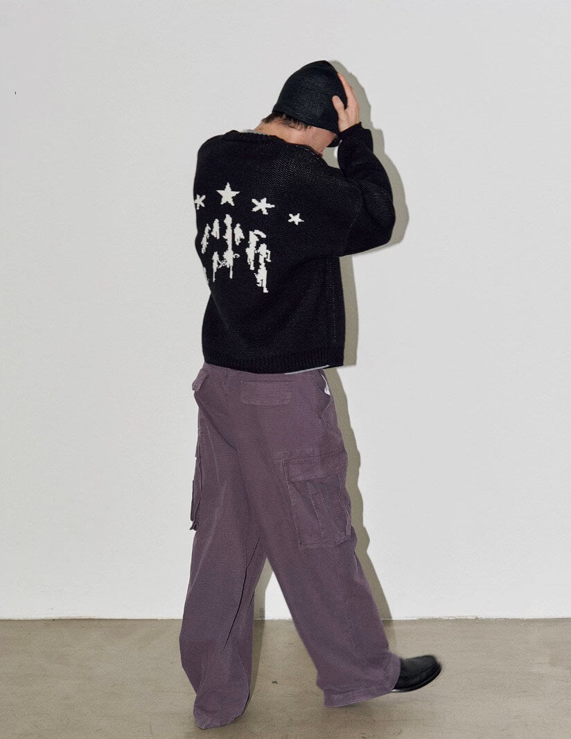 LIBERAFIT Star Jacquard Button Front Cowichan Cardigan