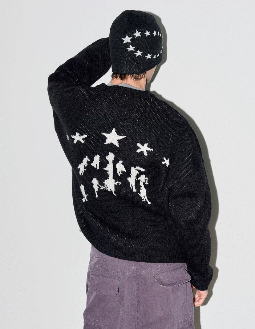 LIBERAFIT Star Jacquard Button Front Cowichan Cardigan