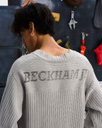 LIBERAFIT V Neck Ribbed Knit Long Sleeve Sweater