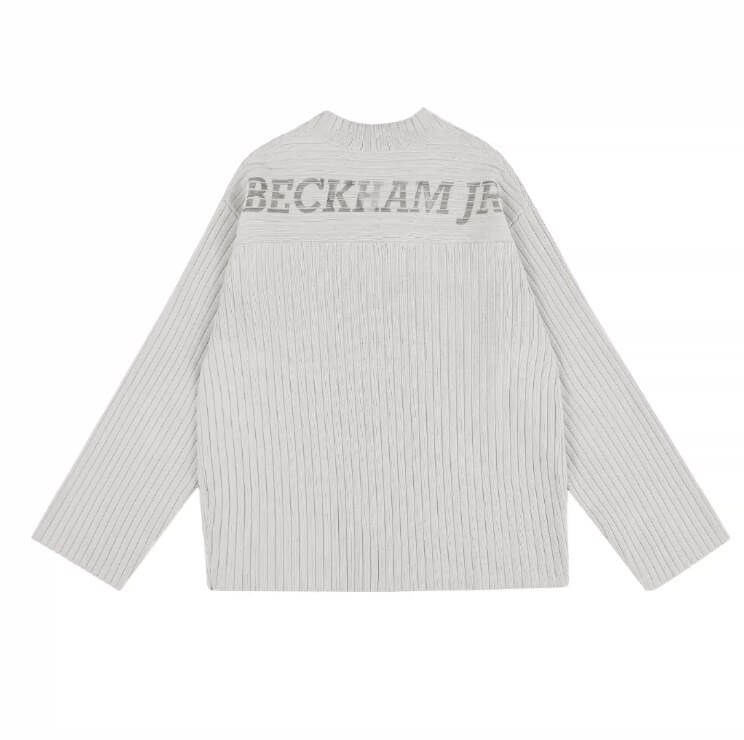 LIBERAFIT V Neck Ribbed Knit Long Sleeve Sweater