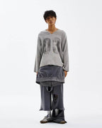 LIBERAFIT V Neck Ribbed Knit Long Sleeve Sweater