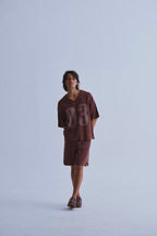 LIBERAFIT V Neck Ribbed Knit Short Sleeve Sweater