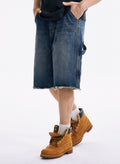 LIBERAFIT Double Knee Washed Denim Shorts
