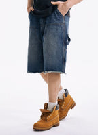 LIBERAFIT Double Knee Washed Denim Shorts