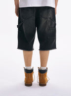 LIBERAFIT Double Knee Washed Denim Shorts
