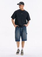 LIBERAFIT Double Knee Washed Denim Shorts