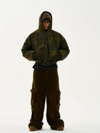 LIBERAFIT Waffle Texture Corduroy Flap Pocket Baggy Cargo Pants