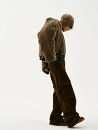 LIBERAFIT Waffle Texture Corduroy Flap Pocket Baggy Cargo Pants