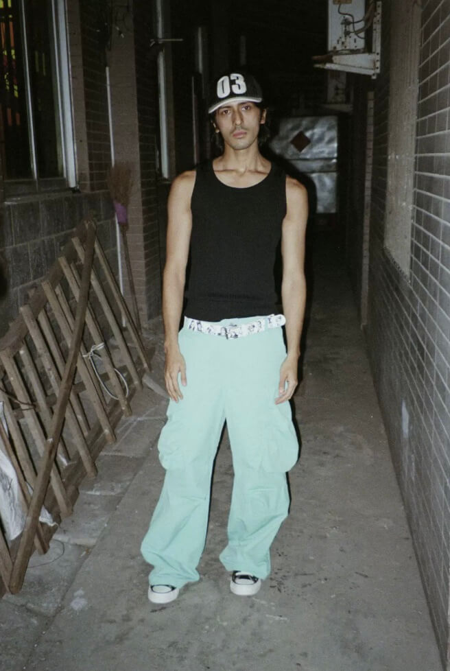 LIBERAFIT Dyed Nylon Pleated Flap Pocket Baggy Cargo Pants