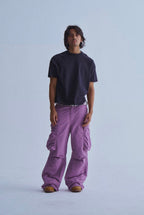 LIBERAFIT Dyed Nylon Pleated Flap Pocket Baggy Cargo Pants