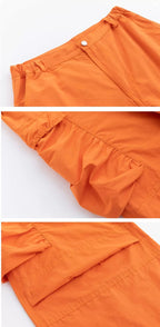 LIBERAFIT Dyed Nylon Pleated Flap Pocket Baggy Cargo Pants