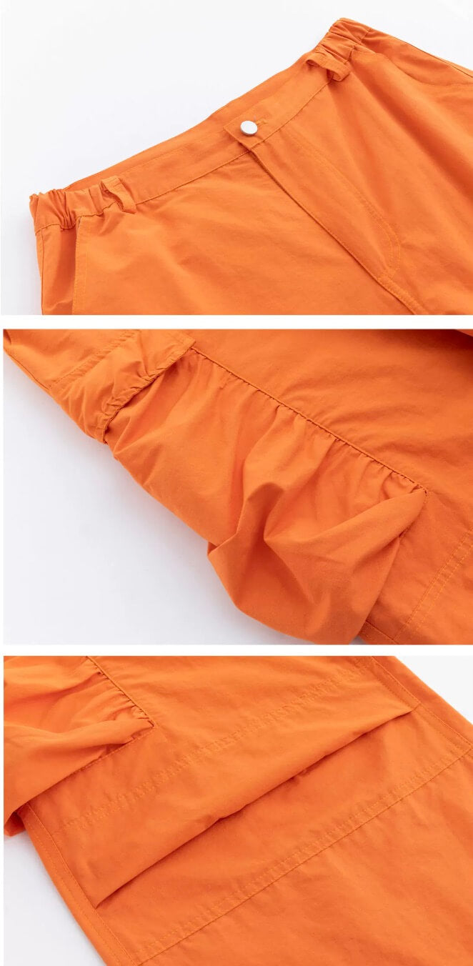 LIBERAFIT Dyed Nylon Pleated Flap Pocket Baggy Cargo Pants