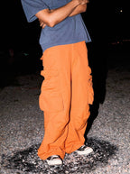LIBERAFIT Dyed Nylon Pleated Flap Pocket Baggy Cargo Pants