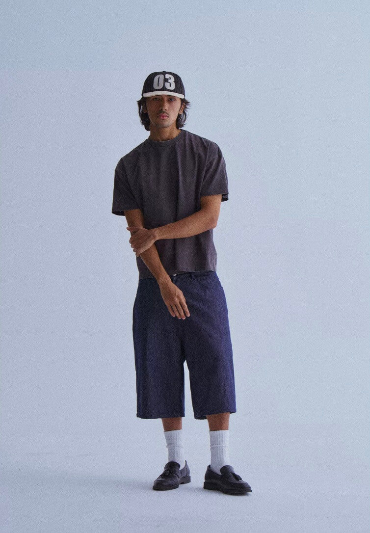 LIBERAFIT Raw Denim Below Knee Shorts
