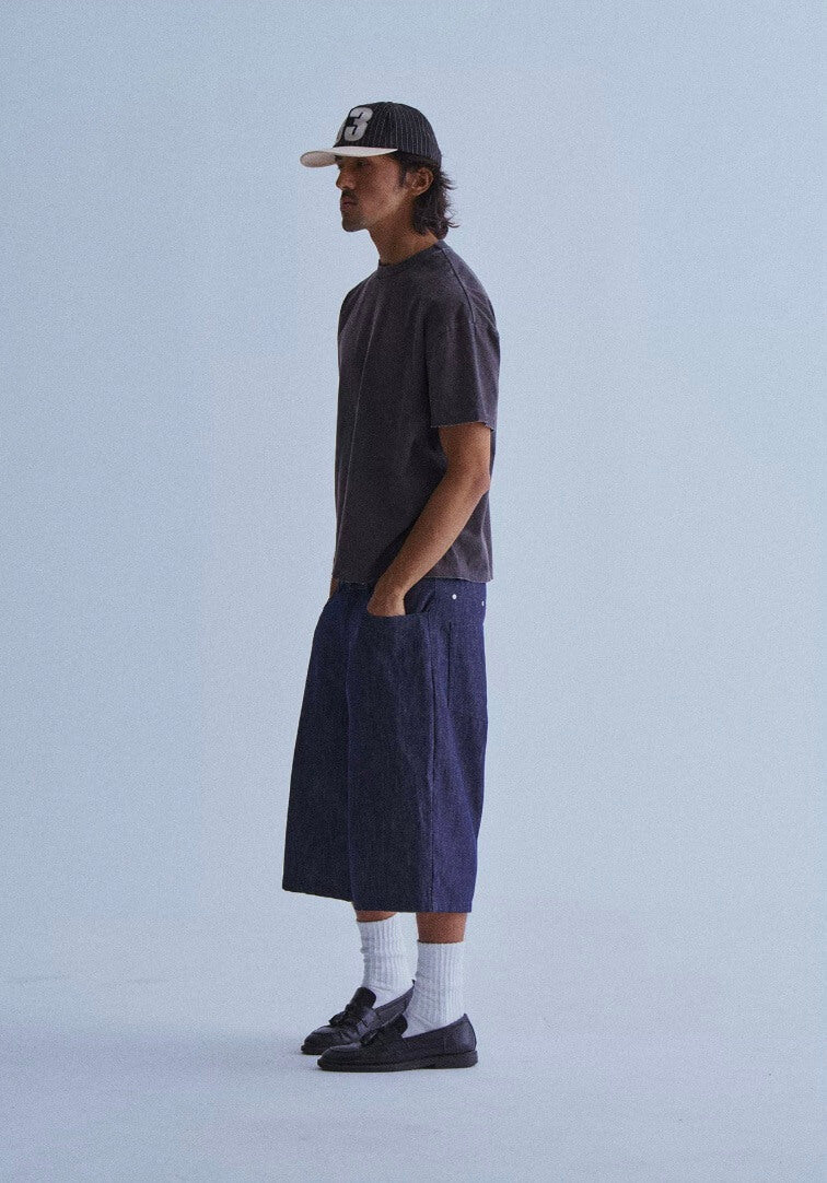 LIBERAFIT Raw Denim Below Knee Shorts
