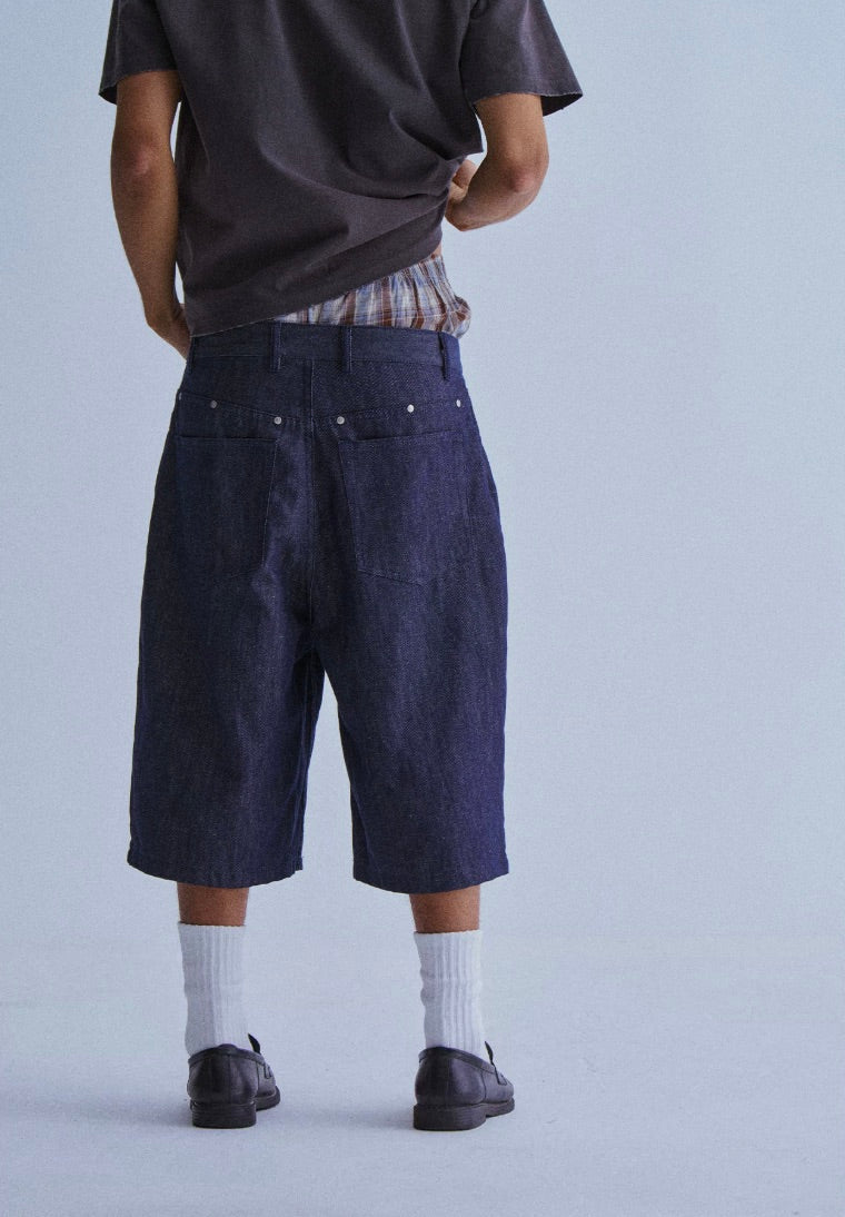 LIBERAFIT Raw Denim Below Knee Shorts