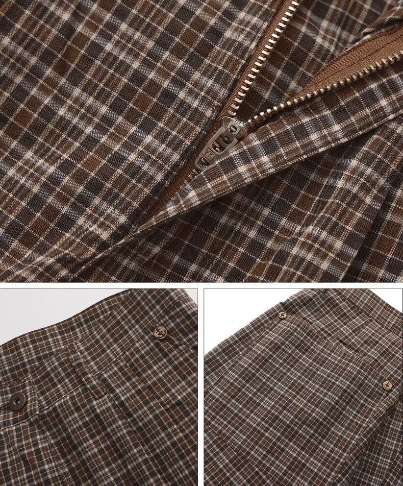 LIBERAFIT Plaid Seersucker Baggy Suit Pants