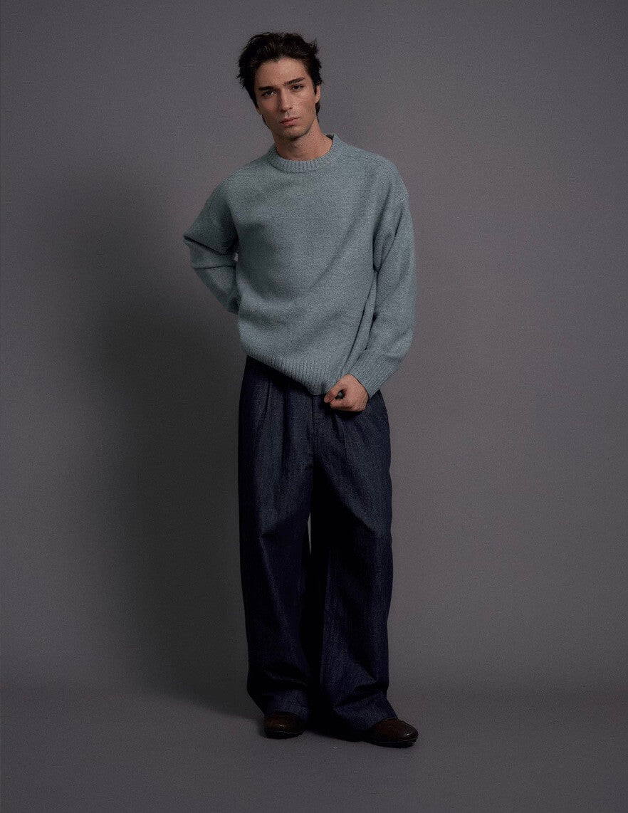 LIBERAFIT Raw Denim Pleated Dress Baggy Jeans