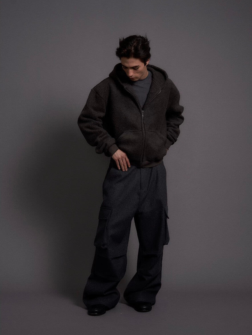 LIBERAFIT Wool Blend 3D Flap Pocket Baggy Cargo Pants