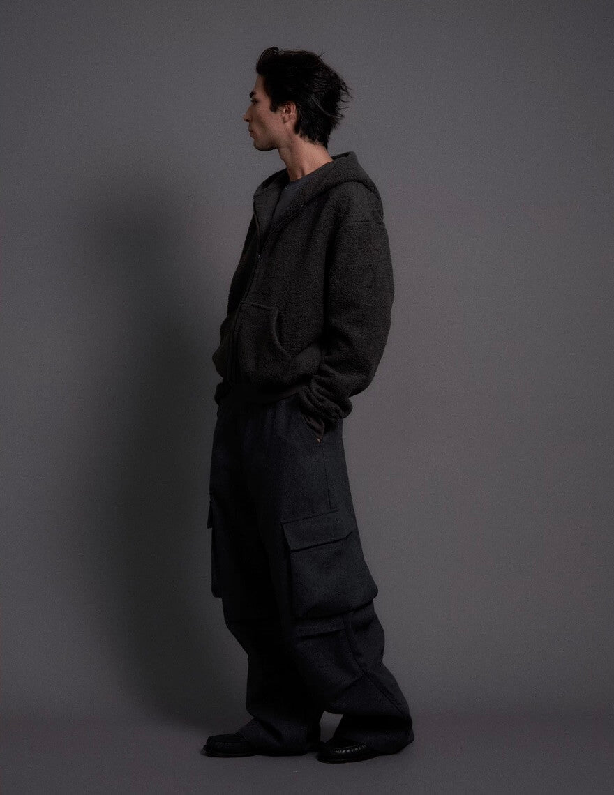 LIBERAFIT Wool Blend 3D Flap Pocket Baggy Cargo Pants